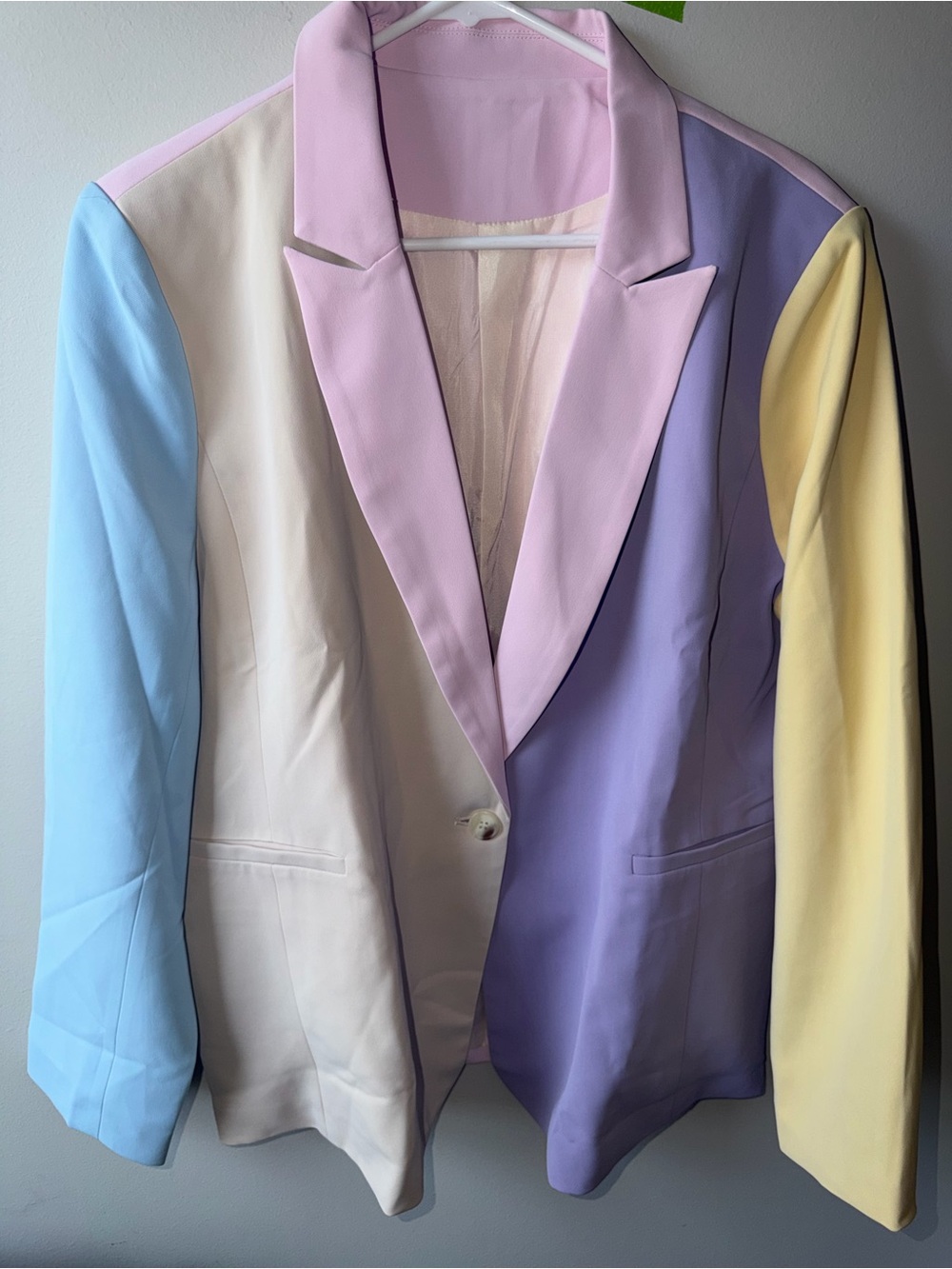 Pastel Colorblock Single-Button Blazer - Multicolor Pastels